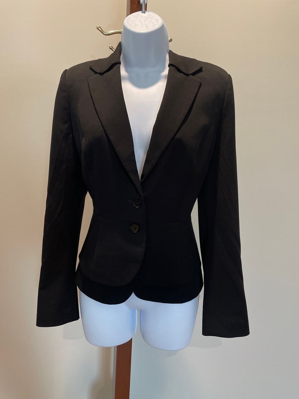 White House Black Market Double Button Blazer Size 4 Black Classic Lined